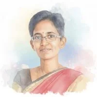 A watercolour portrait of Anandhi