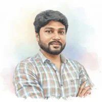 A watercolour portrait of Naveen Kumar